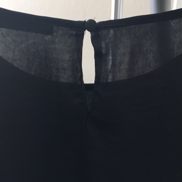 Silky black top with cream eyelash lace detailing - Picture 3 of 5